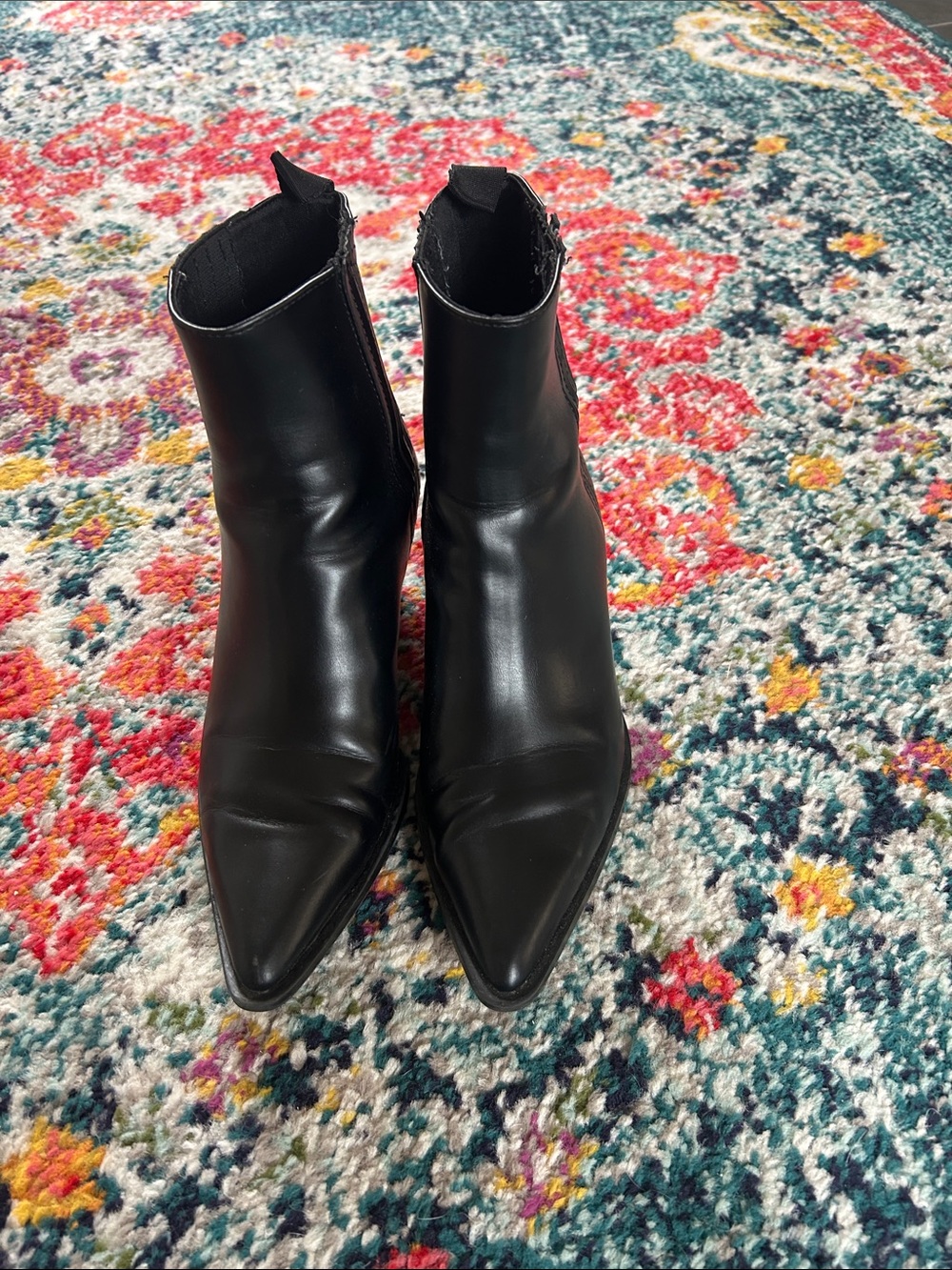 Zara Black Pointed Toe Ankle Booties - Picture 2 of 5